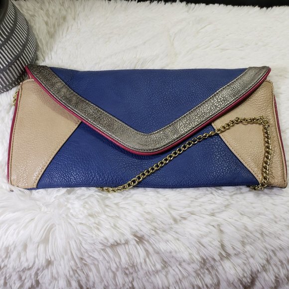 STEVE MADDEN Women's Blue, Gray, Tan, Silver Multi-Texture Color block Purse - Picture 1 of 8